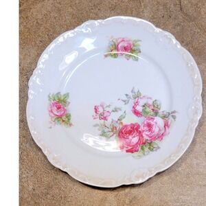 Vintage Bavaria Rose Floral Plate Scalloped Edge Decorative Collectible Dining